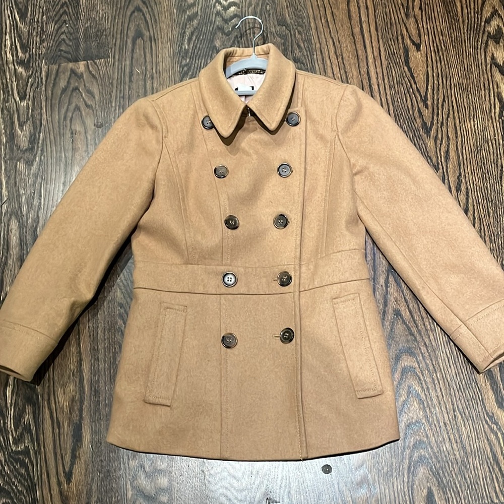 J.Crew Camel Wool Blend Pea Coat, sz 2